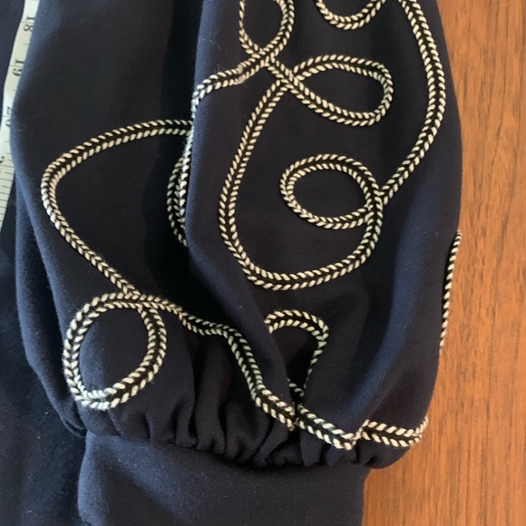 Ann Taylor Dress embroidered long sleeves Navy Blue size Large - Picture 6 of 12